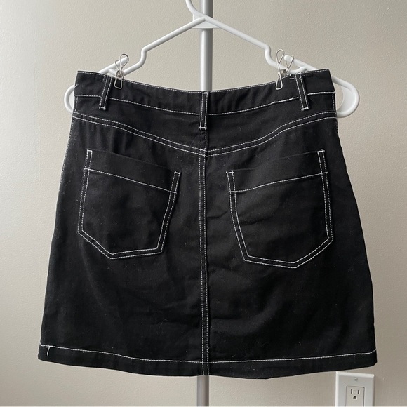 Black Denim Contrast Stitch Mini Skirt - Picture 4 of 5